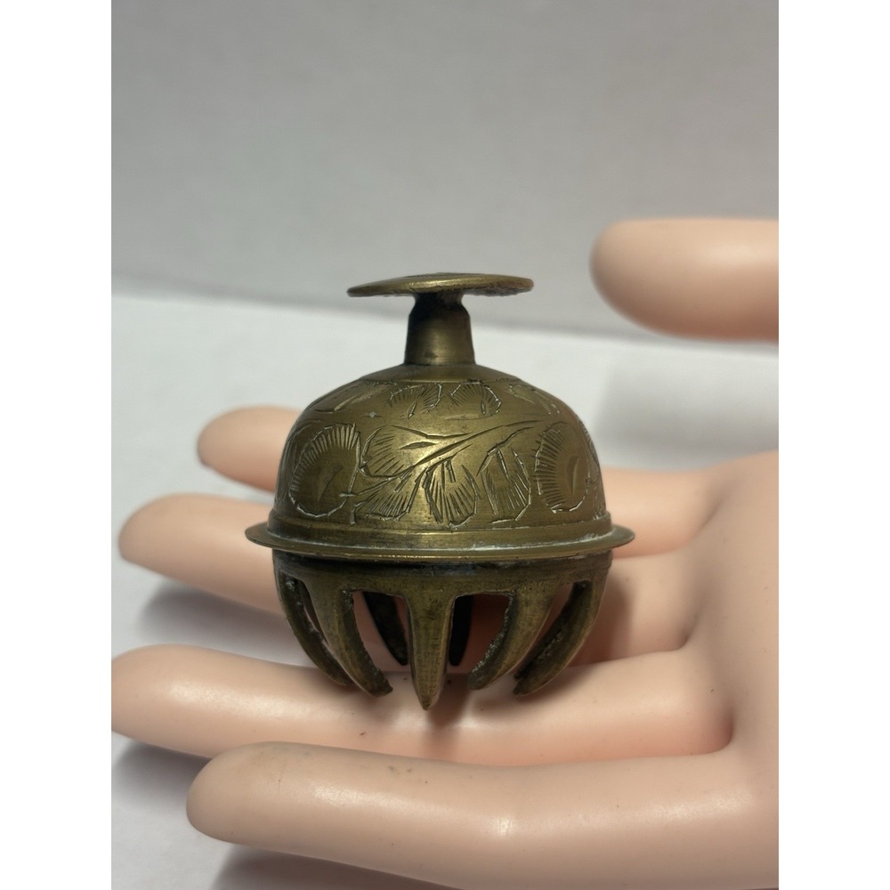 Bell Brass Elephant Claw Prayer Bell 2 " Vintage Tibetan Temple Etched